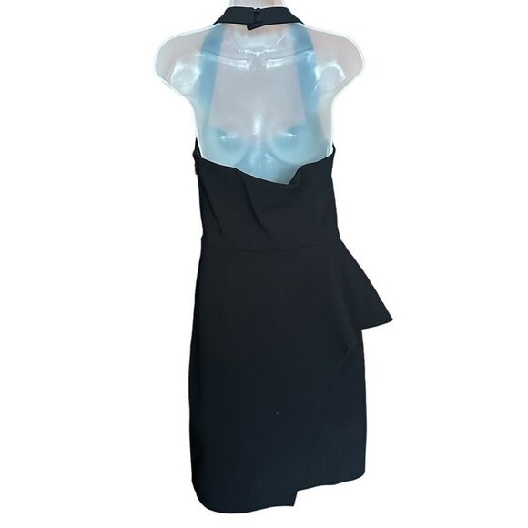 Halston Heritage Black Asymmetrical Hem Halter Neck Formal Cocktail Mini Dress - Picture 6 of 10